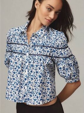 Anthropologie Maeve The Leandra Shirred Yoke Blouse xxs. Excellent condition.